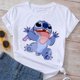 thumbnail image 3 of Camisetas con patrón de puntada para mujer, Tops de manga corta, camiseta de gran tamaño con cuello redondo, Top Y2k, nuevo, 3 of 5