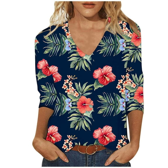 SHE IS My Items Floral Shirts for Women Cotton Crew Neck Tops for Women Long Sleeve Womens Long Sleeve Blouses for Older Women White Long Sleeve Shirts for Women Cotton