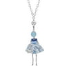 Le Amiche Silver-tone Sky Blue Jade Blue Lace Doll Charm Pendant With Chain; for Adults and Teens; for Women and Men