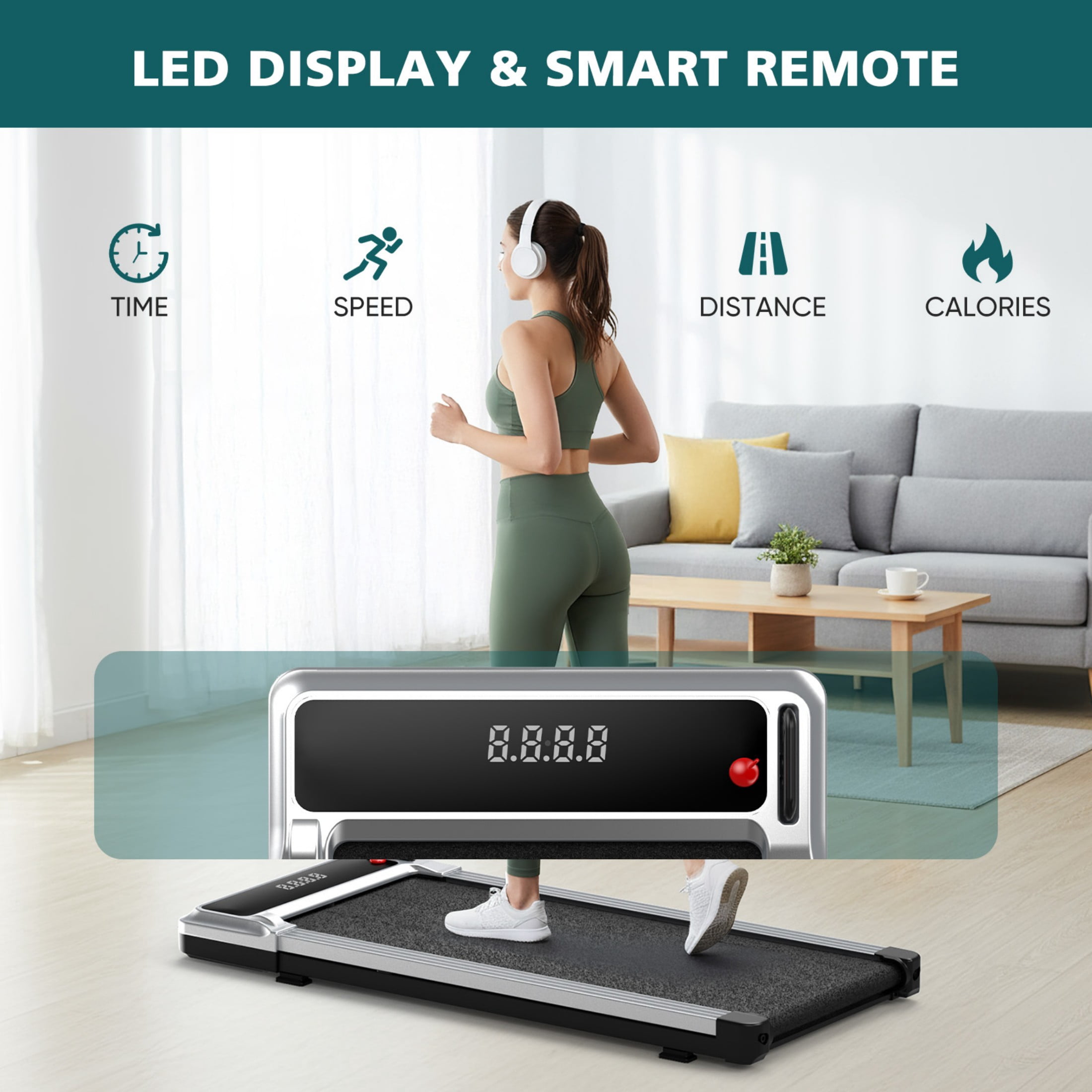 SHOUFTW Compact Walking Treadmill for Small Spaces with Incline, Under Desk Jogging Pad，Foldable Indoor Treadmills for Home, Quiet for Apartment, Versatile Daily Use, Quality & Value Focused
