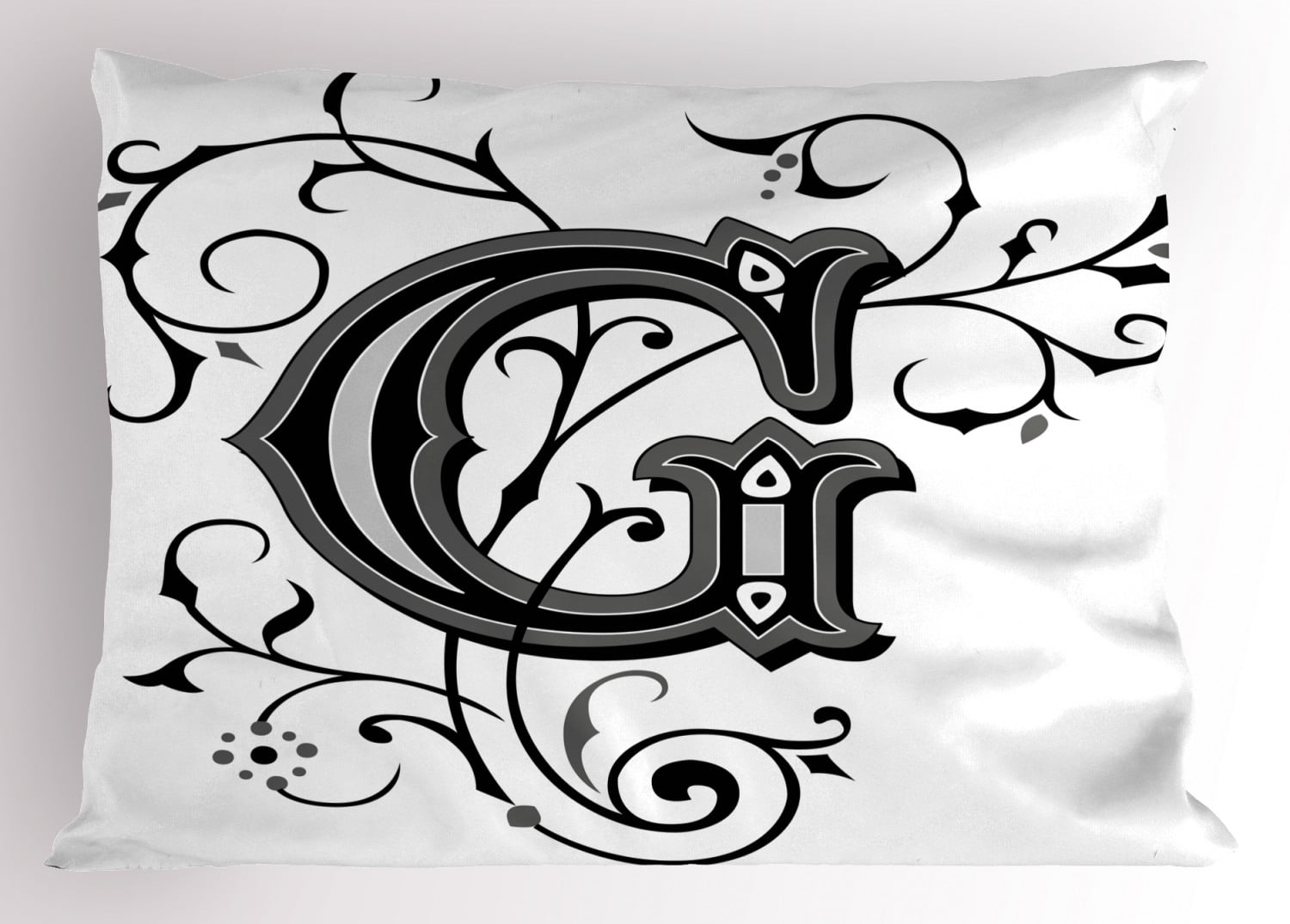 Letter G Pillow Sham Middle Eastern Culture Inspired Uppercase Letter