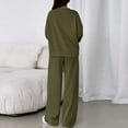 thumbnail image 4 of Sets for Women 2 Piece Lounge Sets Long Sleeve Sweatshirt and Pants Cozy Loungewear with Pockets Army Green L, 4 of 6