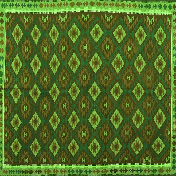 Ahgly Company Indoor Square Oriental Green Traditional Area Rugs, 5' Square