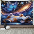 thumbnail image 3 of Ambesonne Cat Tapestry Wall Hanging, Butterfly and Kitten Galaxy, 60"x40", Azure Blue Orange Purple, 3 of 4