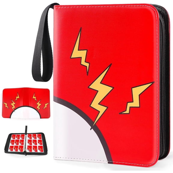 OHHLIHOME Trading Card Binder, 9-Pockets, 900 Card Capacity, Removable Sleeves, PU Leather, Red
