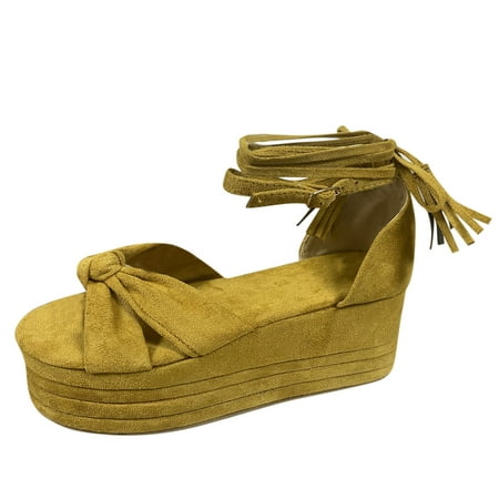 

Youmylove Platform Summer Sandals Women Fashion Buckle Bag Bow Up Wedge Lace Women Sandals Trendy Leisure Simple Shoes Female Footwear