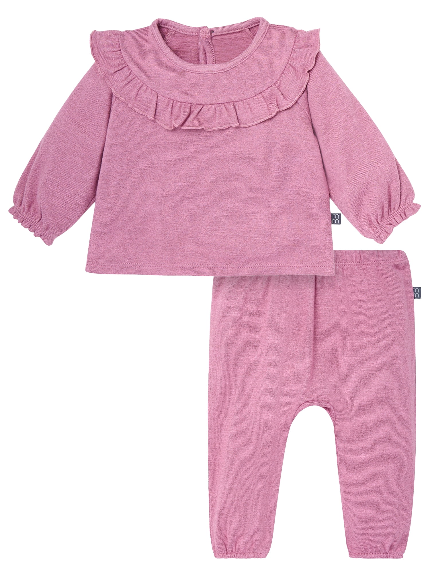 Modern Moments by Gerber Baby Girl Hacci Outfit Set With Ruffle, 2-Piece, Sizes 0/3 Months -24 Months