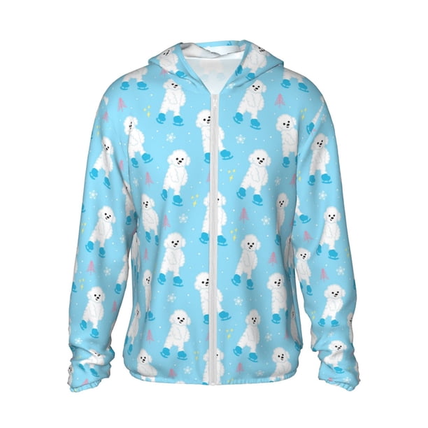 Fotbe Skating Poodle Fun Chaqueta con Protección Solar UPF 50+ para Hombre y Mujer, Camisa con Capucha y Bolsillos-XX-Large