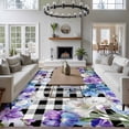 thumbnail image 3 of 6'x9' Area Rugs, Spring Flowers Indoor Outdoor Area Rug for Living Room Bedroom, Watercolor Blossom Floral Black Plaid Washable Bathroom Rugs Kitchen Floor Carpet Mats Home Decor Aesthetic, 3 of 8