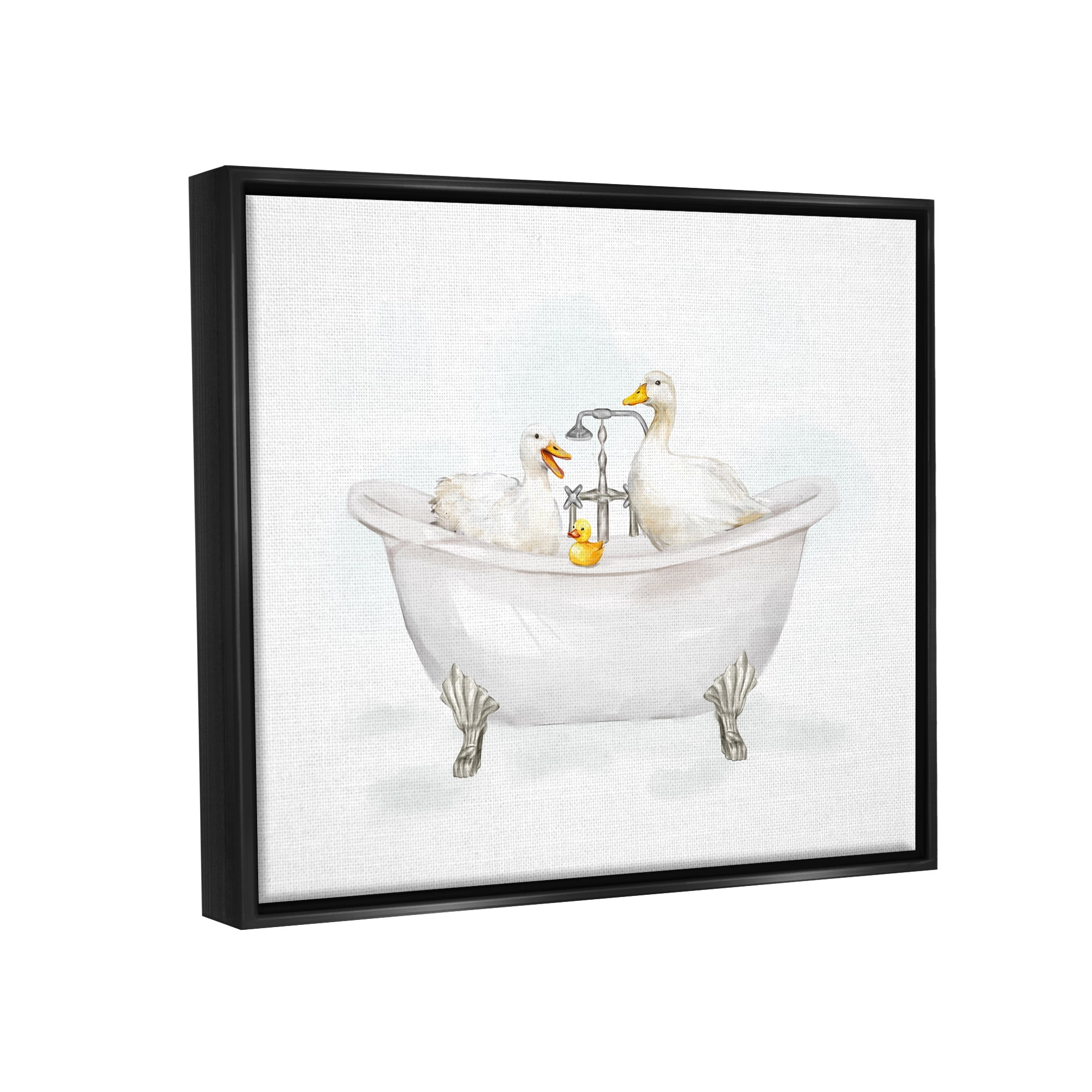 Stupell Industries Ducks in Bathtub Animals & Insects Painting Black Floater Framed Canvas Art Print Wall Art, 31 x 25