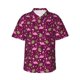 thumbnail image 1 of Fotbe Festive Flamingos Camisa Hawaiana para Hombre Unisex – Camisa Casual de Verano con Botones de Manga Corta de Algodón y Lino,Large, 1 of 7