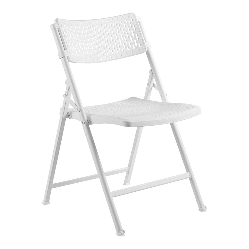 UrbanPro 32" Modern Metal Folding Chair in White (Set of 4)