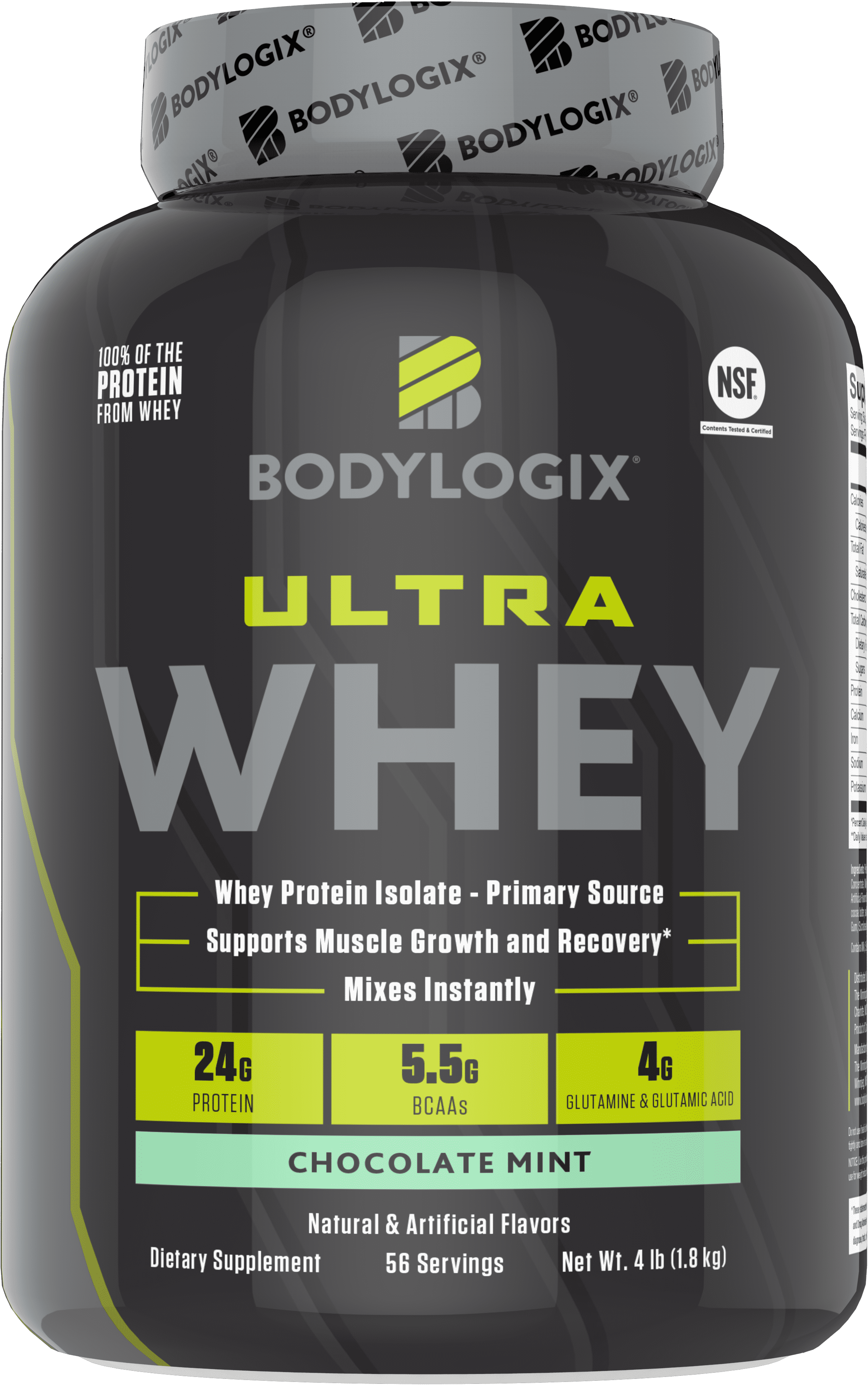 Bodylogix Ultra Whey Premium Isolate Blend, Chocolate Mint, 4Lb