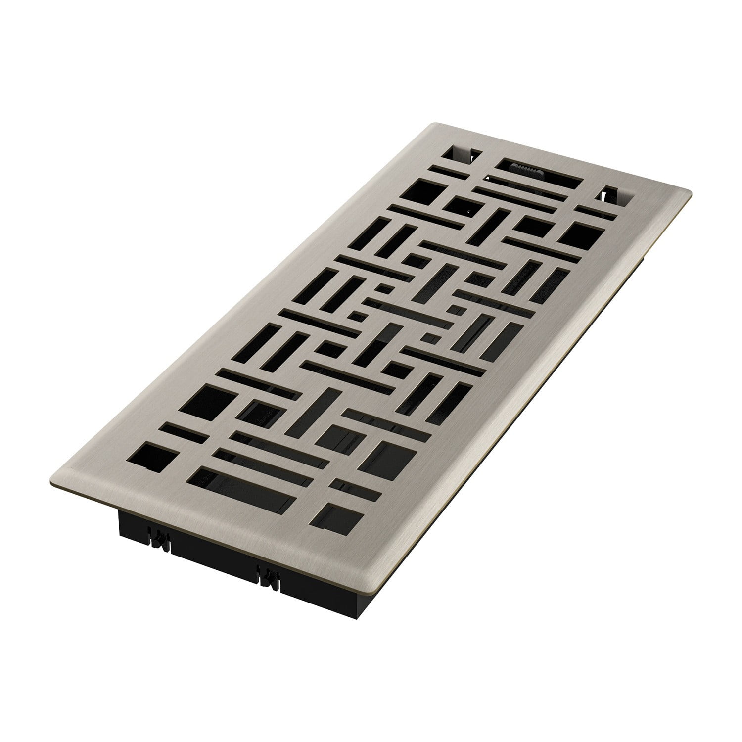 Imperial RG3253-B Brushed Nickel Arts & Crafts Design Louvered Floor Register - 4inch x 10inch Duct Opening