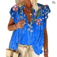 thumbnail image 2 of Qarigey Camisa de manga corta con cuello en V y estampado bohemio para mujer Prendas para la parte del cuerpo azul SG Qarigey AP002040-20, 2 of 4