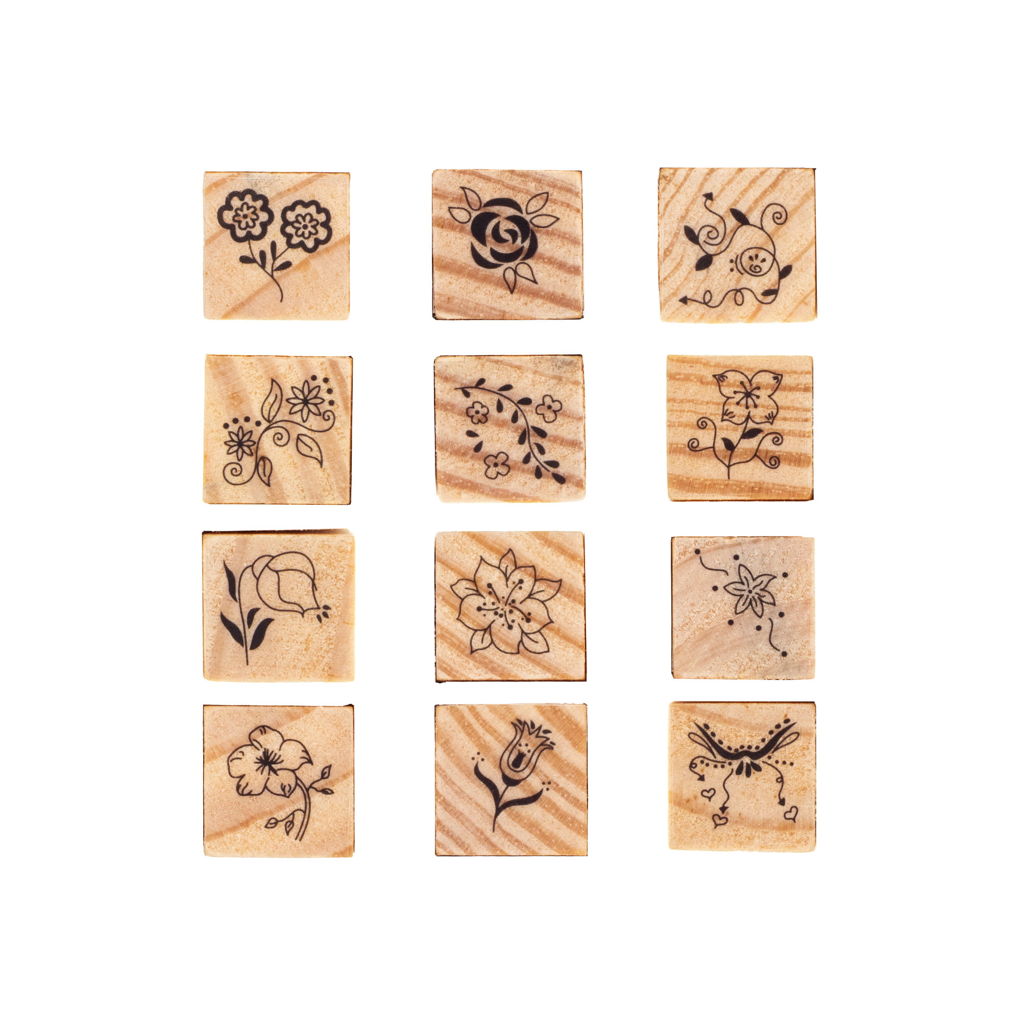 6 Styles Diy Scrapbooking Vintage Round Wooden Flowers Mini Stamps