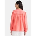 thumbnail image 3 of Time and Tru Women's Eyelet Embroidered Peasant Blouse, Sizes XS-XXXL, 3 of 5
