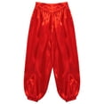 thumbnail image 3 of Xnihocha Kids Girls Satin Belly Dance Pants Wide Leg Bloomers Trousers Arab Princess Party Performance Pants Red 6, 3 of 5