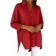 thumbnail image 4 of Luvrsol Dressy Tops for Women Solid Tunic Length Long Sleeve Top Soft Cotton Loose Casual Outfits S-2XL, 4 of 5