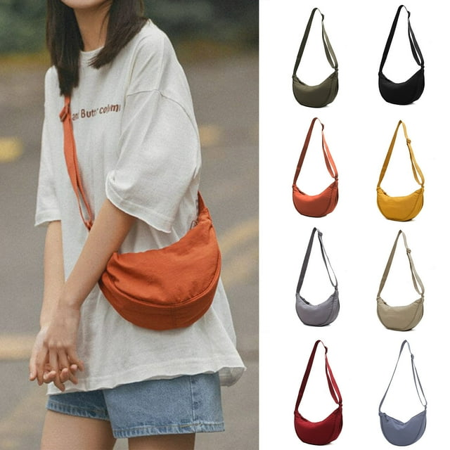 Bolsa bandolera de nylon para mujer - Bolso ligero tipo bandolera para escuela, viajes y uso diario