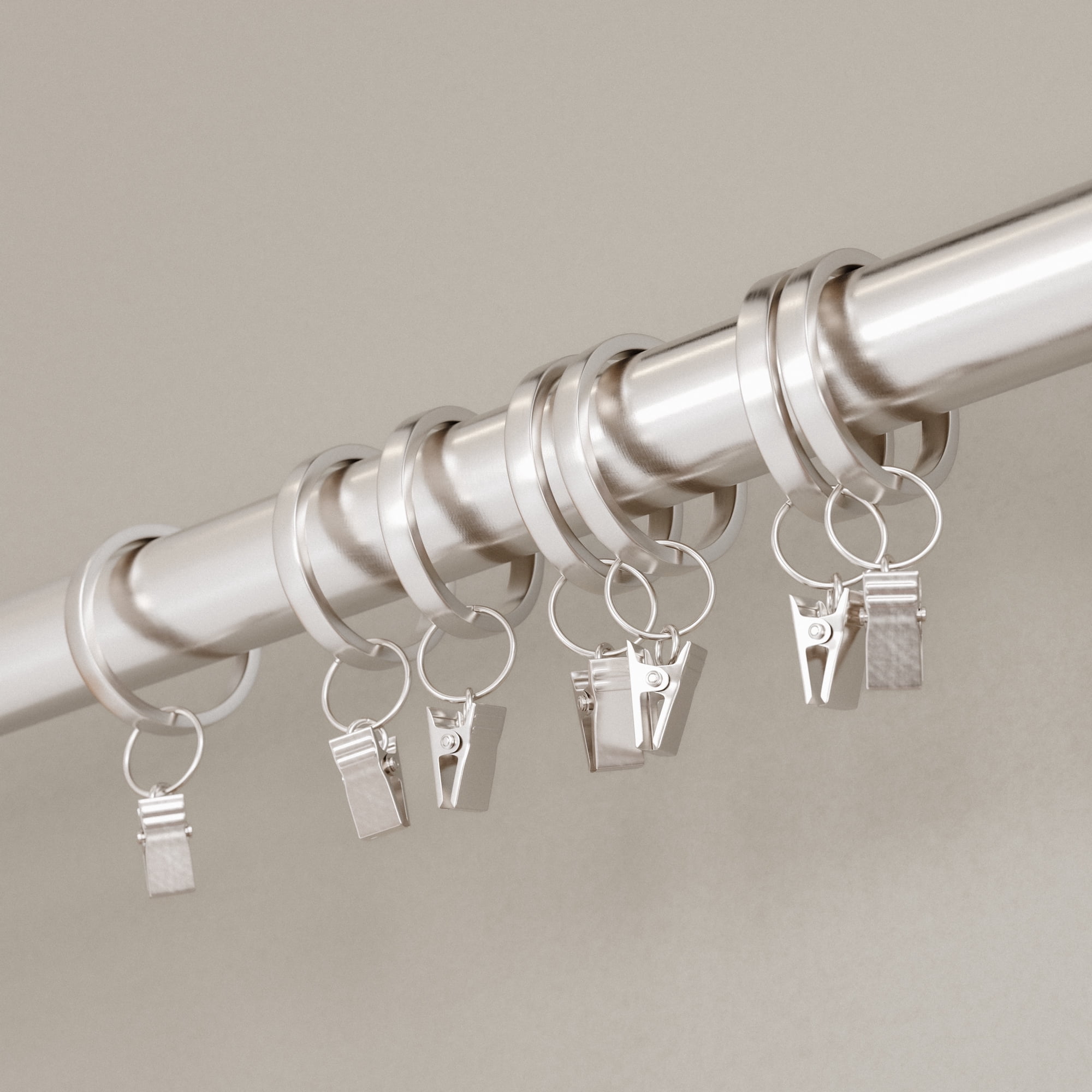 Better Homes & Gardens Plated Brushed Nickel Curtain Clip Rings (7 Pack)