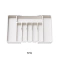 thumbnail image 4 of Naiovety Tenedor ajustable de los utensilios del tamaño del PVC para la bandeja modificada para requisitos particulares del cajón de la Almacenamiento y organización del hogar blanco, 4 of 6