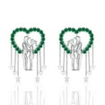 thumbnail image 2 of Sterling Silver Couple Heart Emerald Hanging Earrings || Engagement Day Gift Earring, Gift for Her Earring || Silver Diary, 2 of 5
