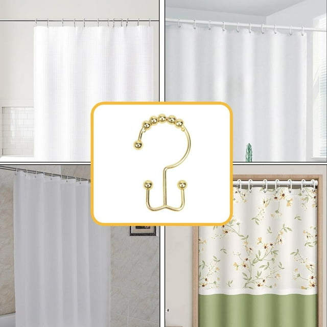 Feltree Shower Curtain Rings 12-Pack, Iron Rust-Resistant Hooks for Bathroom and Window Curtains