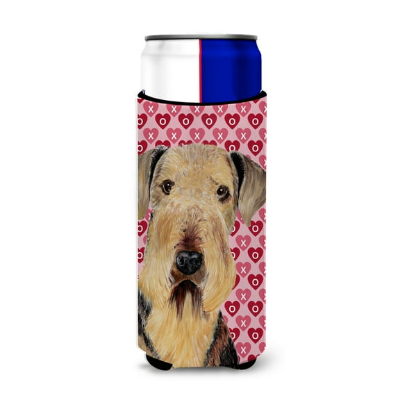 Airedale Hearts Love and Valentines Day Portrait Ultra Hugger for slim cans