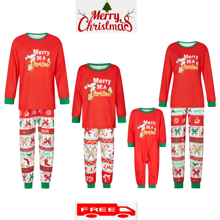 

Family Christmas Pjs Matching Sets Letter Print Top and Plaid Pants Loungewear Xmas Jammies Family Holiday Pajamas Outfits