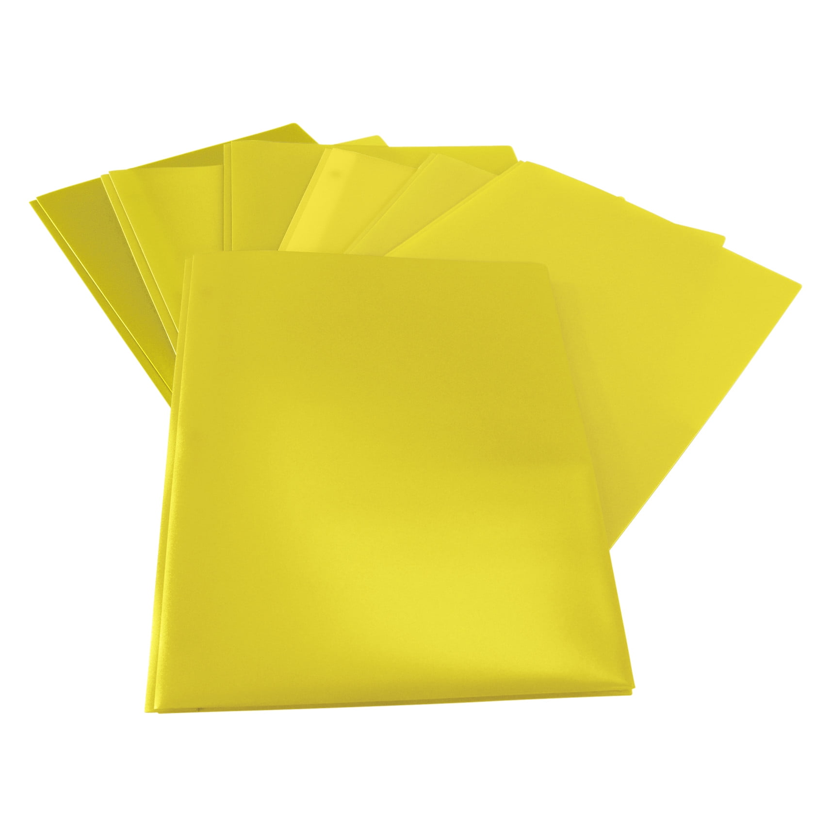 2-Pocket Poly Folders with Fasteners, Yellow, Pack of 25
