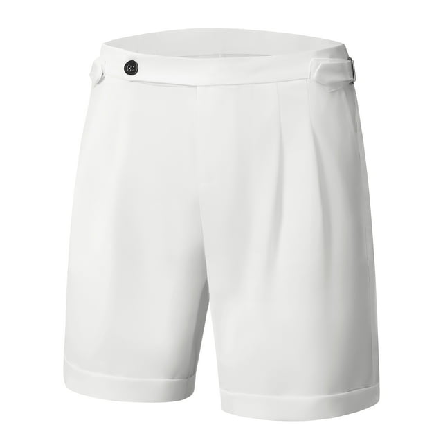 INSPIRE CHIC Shorts d'Affaires pour Hommes devant Plissé Robe d'Été Shorts Chino Blanc 30