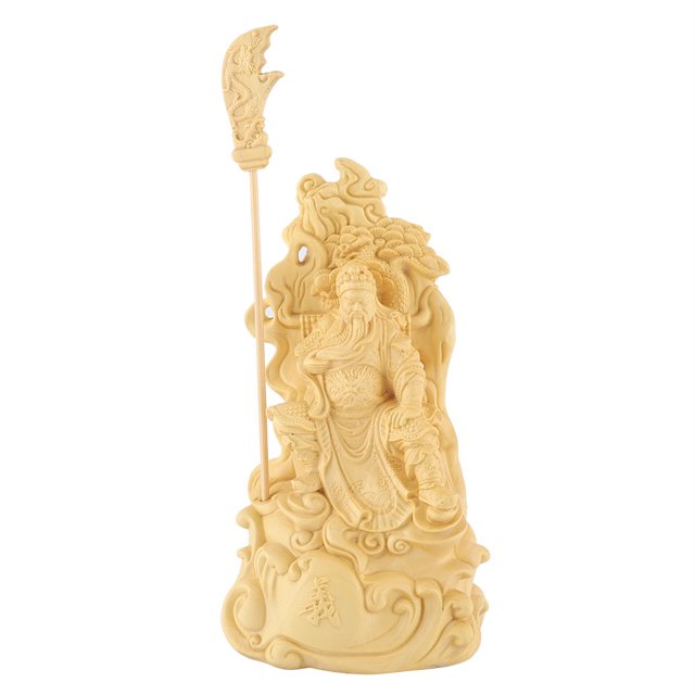Figuras talladas de Guan Yu, amuleto de estatua de Buda tallada a mano para decoración del hogar