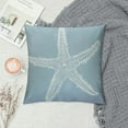 thumbnail image 2 of Creowell  Throw Pillow Cover Green Star Vintage Starfish Pastel Seafoam Blue Fish Decorative Pillow Case Home Decor Square Pillowcase, 2 of 5
