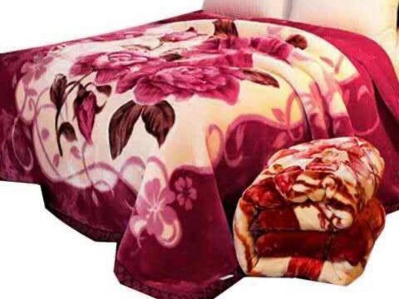 DBOZE Warm Heavy Plush Mink Raschel Blanket, 2 Ply 2 Sides Printed