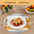 thumbnail image 4 of Orange Gray White Round 13 Inch Placemats Set of 8, Farmhouse Abstract Ombre Texture HeatResistant Non Slip Place Mats for Dining Table, Wipeable Braided Kitchen Table Mats for Housewarming, 4 of 9