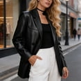 thumbnail image 4 of Drovellove Plus Size Women's Long Sleeve Faux Leather Moto Jacket | Quilted Biker Blazer for Commute, Office, or Night Out, 4 of 5