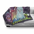 thumbnail image 2 of Alien Soft Flannel Fleece Throw Blanket, Funky and Happy Monsters Illustration on a Abstract Galactic Landscape, Cozy Plush for Indoor and Outdoor Use, 70" x 90", Purple and Multicolor, by Ambesonne, 2 of 5