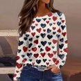 thumbnail image 2 of Lumtrix Valentine Shirts for Women 2026 Long Sleeve Crew Neck Holiday Tops Love Heart Print Tunic Loose Fit Blouses Fashion Side Split Tees Blue S, 2 of 6
