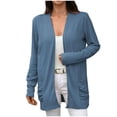 thumbnail image 2 of Lightweight Sweaters for Women Soild Color Cardigan Sweaters Long Sleeve Open Front Jackets Casual Loose Cardigans with Pockets, 2 of 8