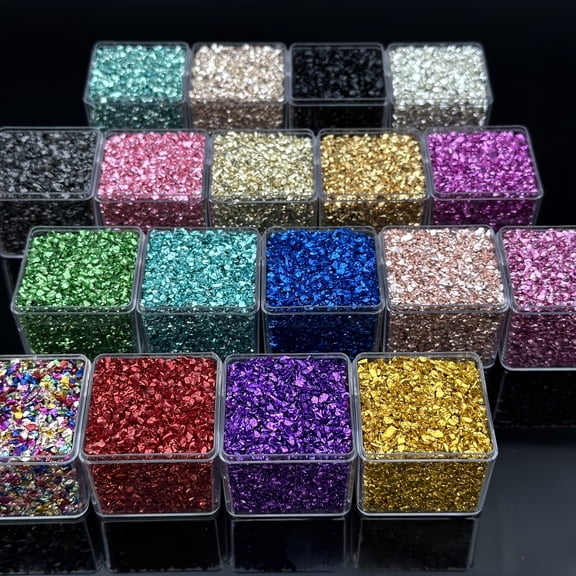 90g/3.17oz, 18 Colors, 1-6mm Irregular High-quality Colored Glass Pebbles, DIY Handmade Decorative Accessory Set, Nail Art DIY Vase Creative Filler, Gift Bag Filler, Decorative Stones,