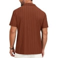 thumbnail image 4 of Iceglad Mens Casual Button Down Shirts Short Sleeve Striped Shirts Textured Summer Beach Shirt Brick Red L, 4 of 9