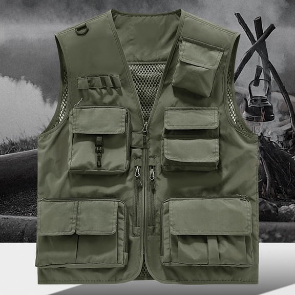 Xdegoge Utility Vest for Women V Neck Sleeveless Outdoor Cargo Fishing Waistcoat Multi Pocket Design Solid Color Loose Fit Casual Functional Lightweight Travel Vest
