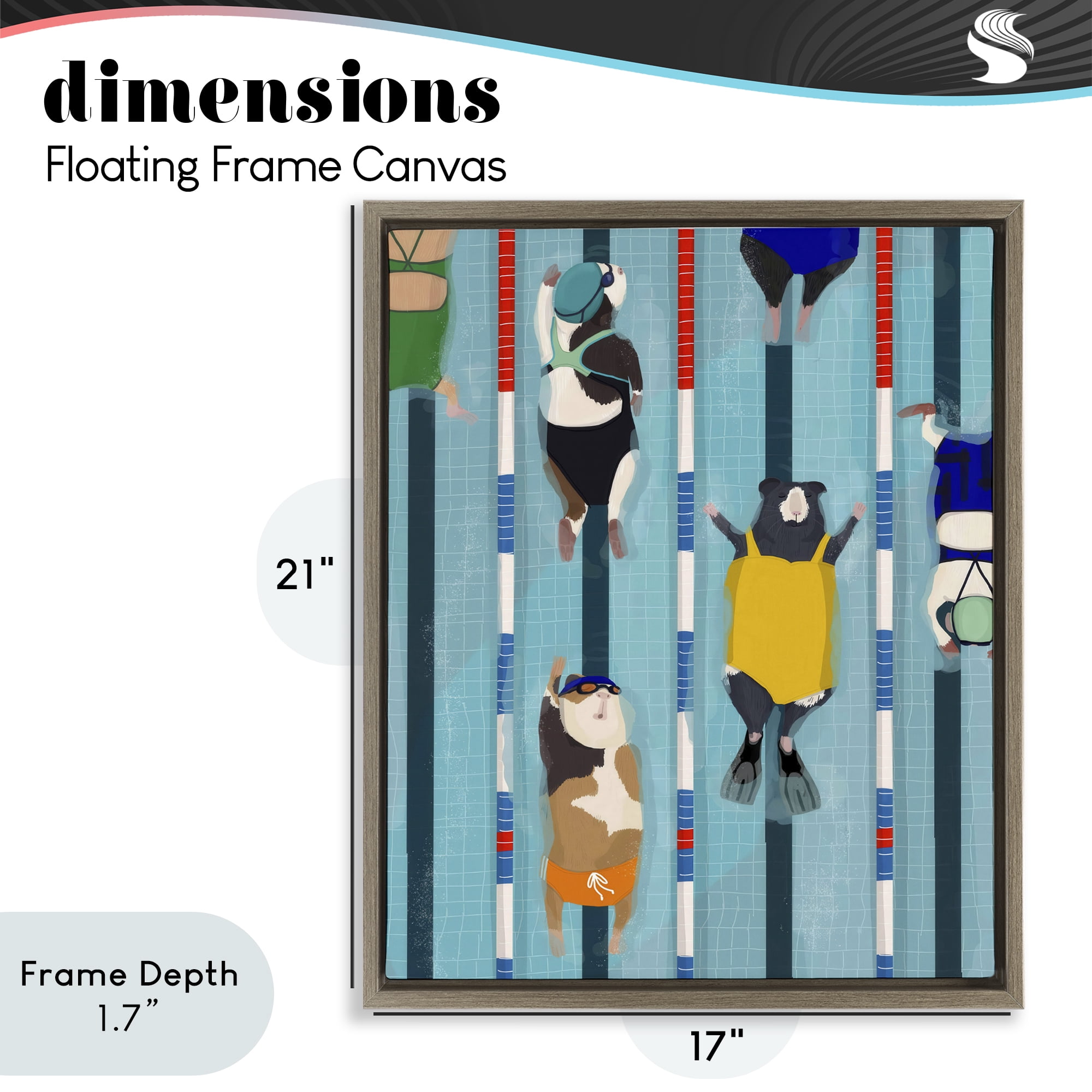 Stupell Industries Guinea Pigs at Lido Brown Framed Floater Canvas Wall Art, design by Hanna Melin