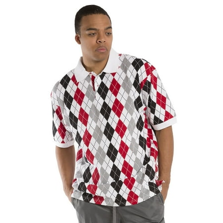 Driver Short Sleeve Pique Shirt - Vibes Men's Multi color Argyle Printed Pique Polo Shirts Relax Fit Short Sleeve