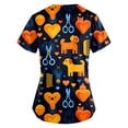 thumbnail image 4 of Iaqnaocc Scrub Tops Women Plus Size Dog Animal Print Nursing Uniform Fashion V-Neck Side Slits Scrub Shirt Party Short Sleeve Medical Workwear with Pockets Multicolor 4XL, 4 of 5