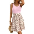 thumbnail image 4 of Women'S Boho Summer Dresses Casual Floral Maxi Dress Polka Dot Spaghetti Strap Flowy Midi Dresses Pink S, 4 of 9
