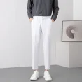 thumbnail image 2 of pantalones de traje para hombre, holgados, fluidos, de seda helada, rectos, drapeados, marrones, para trabajo, para oficina, elegantes, a la moda, 2 of 4