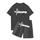 thumbnail image 1 of Conjunto de jogging informal para niños combinado con pantalones cortos de manga corta Conjunto de dos piezas Gris oscuro, 1 of 3