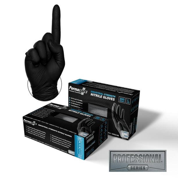 Guantes industriales desechables de nitrilo PermaSafe HD Black XL